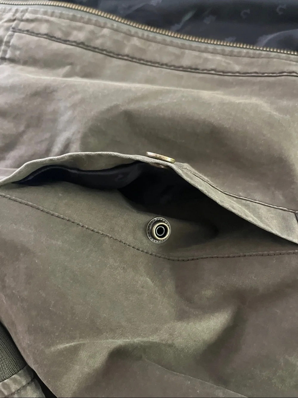 True Religion Waxed Bomber in Military Olive
